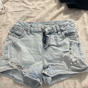 American Eagle Outfitters Light Blue Distressed Jean Shorts